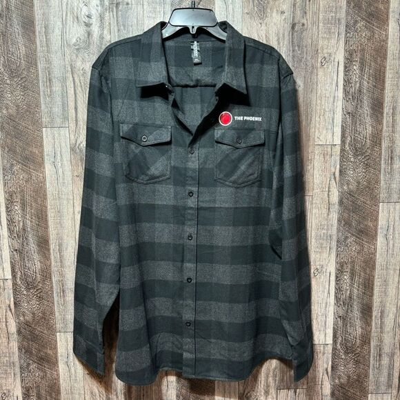 Independent Trading Co.- Black/Gray Checkered Button Down Phoenix Flannel- 2XL - Picture 1 of 8